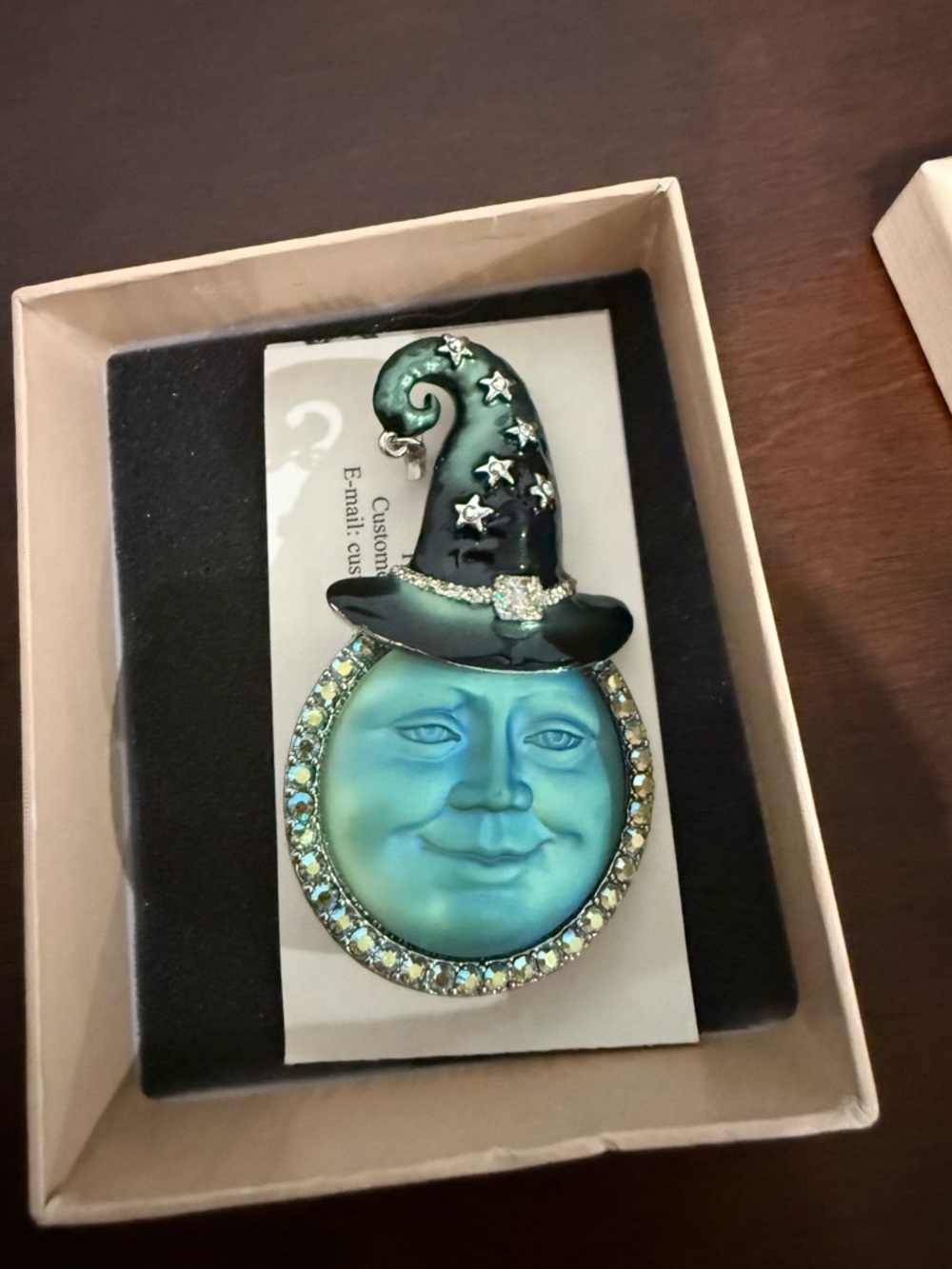 Kirks Folly Seaview Moon witch hat brooch or pendant.